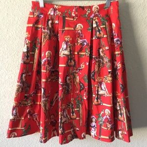 SUCNEFAS Vintage Cowgirl Novelty Print Skirt